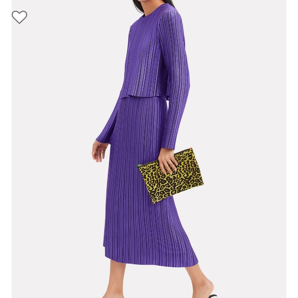 TIBI Purple Plisse Pleated Skirt + Top SET sz 8